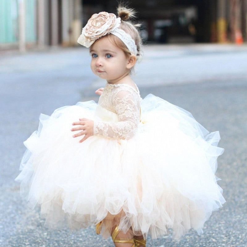 Champagne tul bebé recién nacido niñas vestido de bautismo 1er cumpleaños recién nacido princesa vestido de bautizo traje bebé niña Vestidos de fiesta