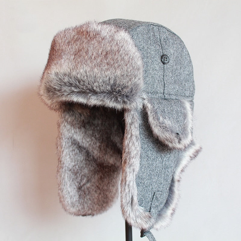 Sombrero de cazador de soldado ruso, sombrero de bombardero de invierno para hombres y mujeres, sombreros cálidos de piel sintética con orejeras