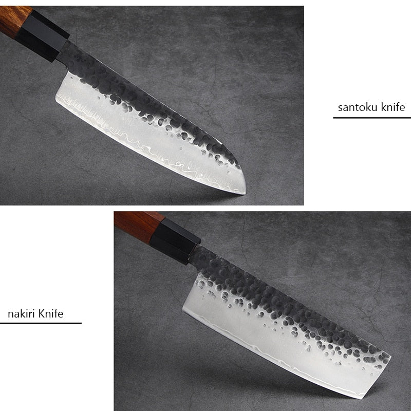 Cuchillos de cocina japoneses profesionales de acero revestido hechos a mano, cuchillo de Chef, cuchillo Nakiri, cuchillo de carnicero, cuchillo de Sushi, cuchillos de utilidad, cortador