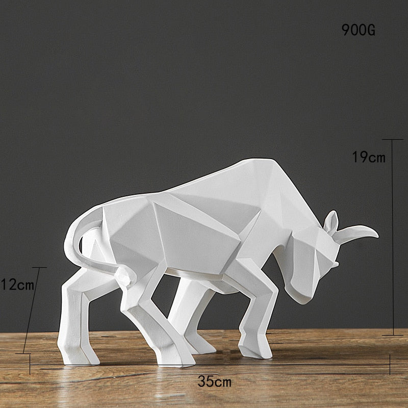 Vilead Abstract Bull Statue Geometric Cattle Sculpture Ornament Animal Figurines Morden Home Living Room Office Desktop Decor