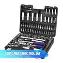 WORKPRO 123PC New Mechanic Tool Set for Car Home Tool Kits Quick Release Ratchet Handle Wrench Socket Set