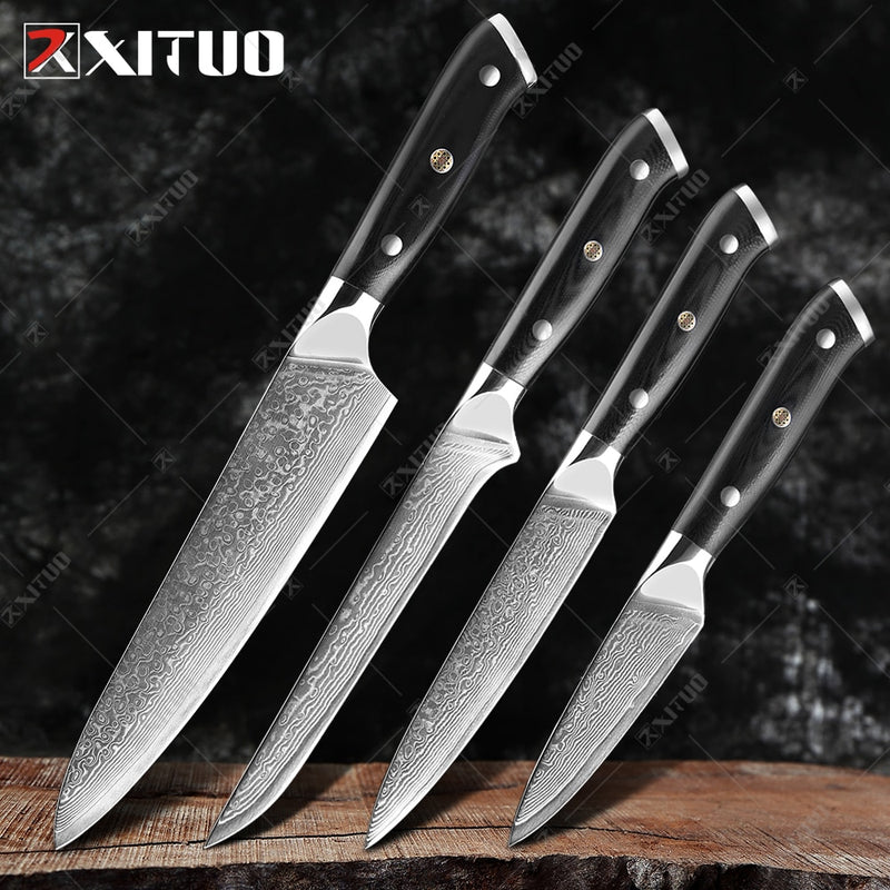 XITUO Damascus Chef Knife 1-8PCS Professional Japan Sankotu Cleaver Bone Knives Utility Kiritsuke Paring Kitchen Knife Cooking