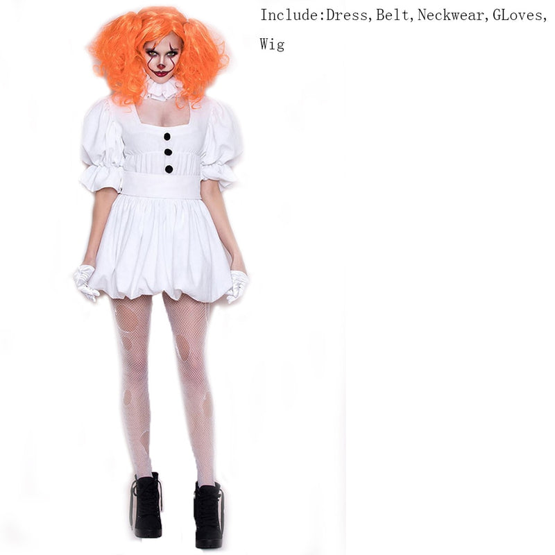 Women Clown Costume Girl Pennywise Costume Adult Women Terror Clown costume for Halloween Fancy Party Dress