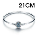 BISAER 925 Sterling Silver Pulseira Snowflake Bangles 925 Heart Snake Chain Clasp Femme Silver Bracelet For Women Jewelry