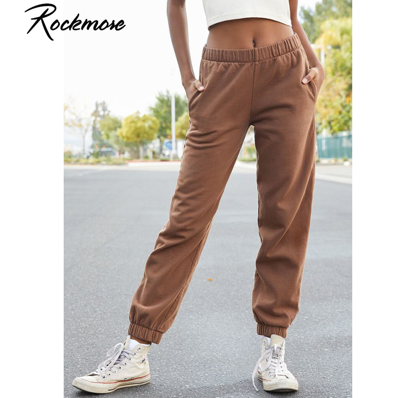 Rockmore Baggy Pencil Pants Women Black Winter Wide Leg Sweat Pants Oversized Joggers Streetwear High Waisted Trousers