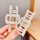 Imitation Pearls Acrylic Hair Claws Clip for Women Geometric Cross Square Hairpin Makeup Hair Styling Barrettes Hair Accessories