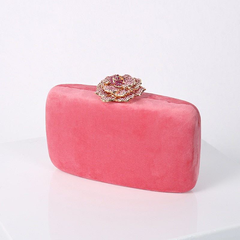 Velvet Clutch Bag for Women Luxury Designer Purse and Handbag Diamond Flower Lock Elegant Evening Bag Wedding Clutch ZD1905
