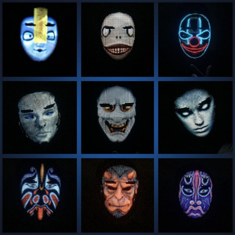 Halloween Bluetooth Led Party Maske DIY benutzerdefinierte personalisierte Masken Bildbearbeitung Animation Text Streich RGB Variable Face Glow Maske