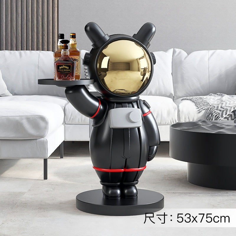 Figurita de bandeja de astronauta soñador, decoración nórdica para el hogar, estatua de resina para suelo, escultura moderna, accesorios de decoración para habitación interior