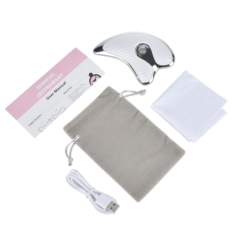 Masajeador Facial vibratorio calentado, tablero eléctrico Gua Sha, placa de raspado para terapia de luz roja y azul, herramientas adelgazantes para Lifting Facial