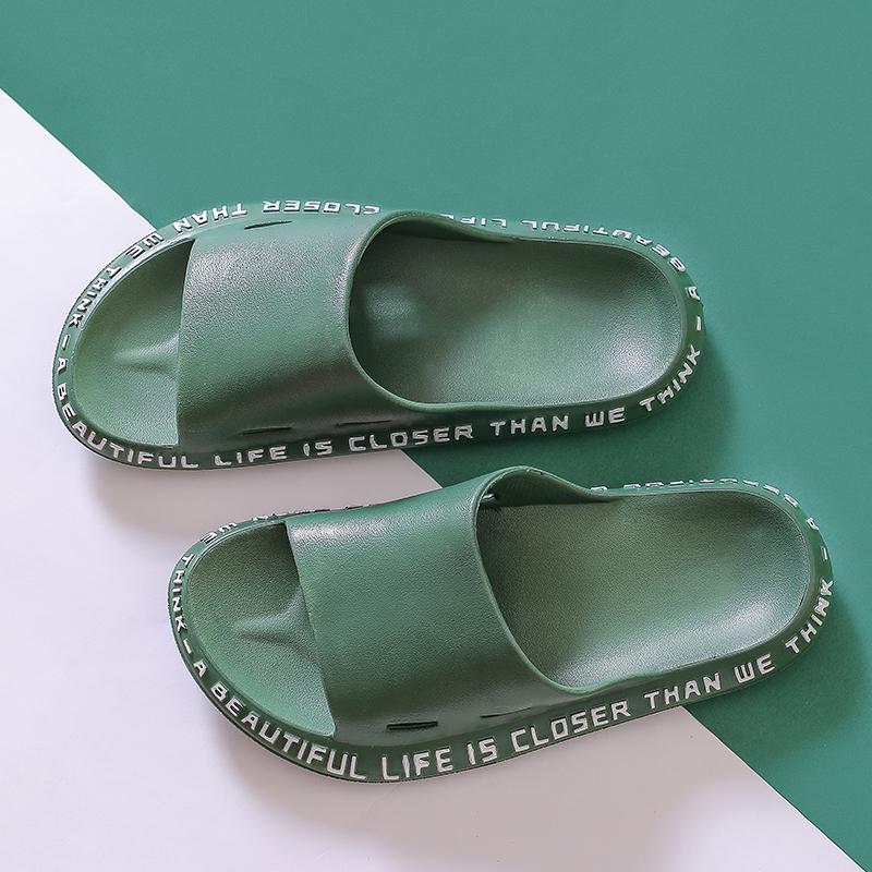 Women Men Summer Slippers Beach Slide Sandals Flip Flops Words Soft Sole Thick Bottom Comfort Ladies Couples Bathe Shoes