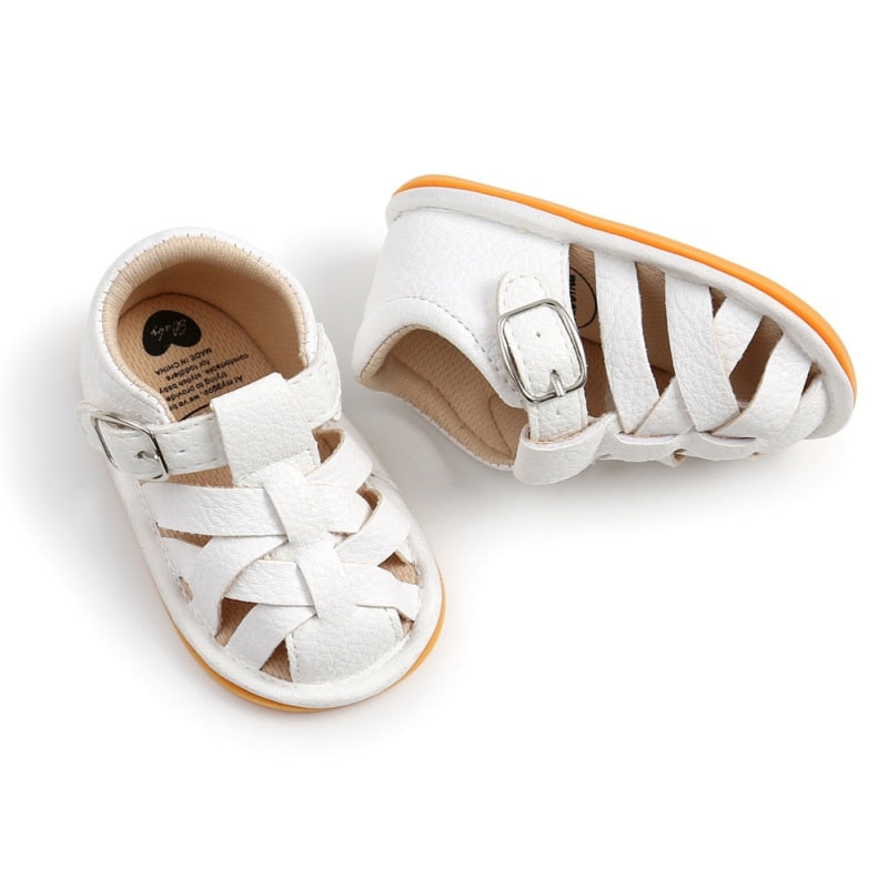 Summer Newborn Shoes Baby Boys Sandals Soft Leather Bebe Boys Prewalker Soft Sole Genuine Leather Beach Sandals 4 Colors