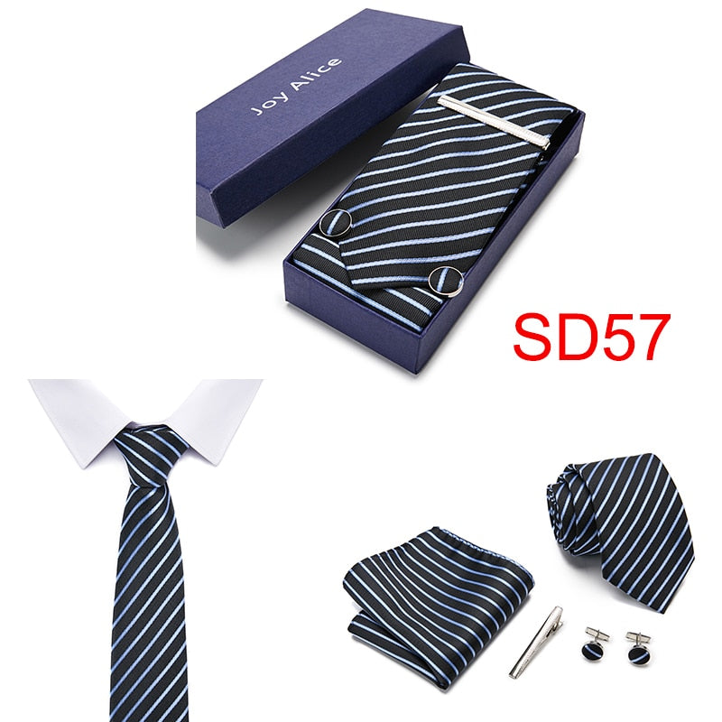 Gift Box 38 styles Tie Set Hanky Cufflinks With Gift Box Jacquard Woven Neckties Set For Men Wedding Party Lots of  accessories
