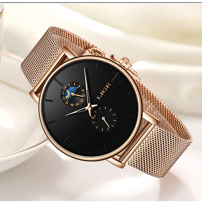 LIGE New Women Luxury Brand Watch Simple Quartz Lady Waterproof Wristwatch Female Fashion Casual Watches Clock reloj mujer 2019