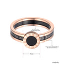 JeeMango acrílico negro amor números romanos anillos de boda para mujer oro rosa titanio acero inoxidable anillo joyería JR19060