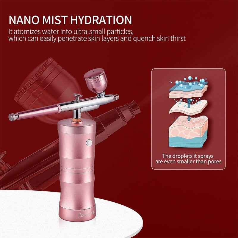 0,3 mm Mini-Gesichts-Airbrush-Kompressor-Kit Air-Brush-Sprühpistole Sauerstoffinjektor für Nail Art Paint Craft Cake Nano Mist Sprayer