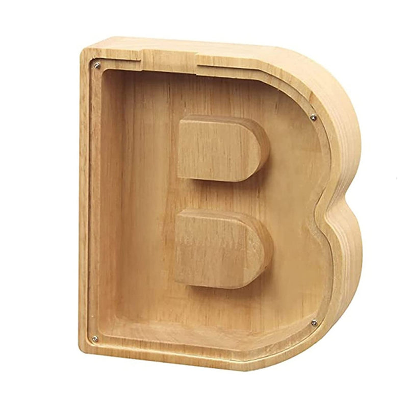 Hucha con letras de madera en inglés veintiséis, adornos transparentes personalizados para decoración del hogar, caja de dinero, letras decorativas grandes