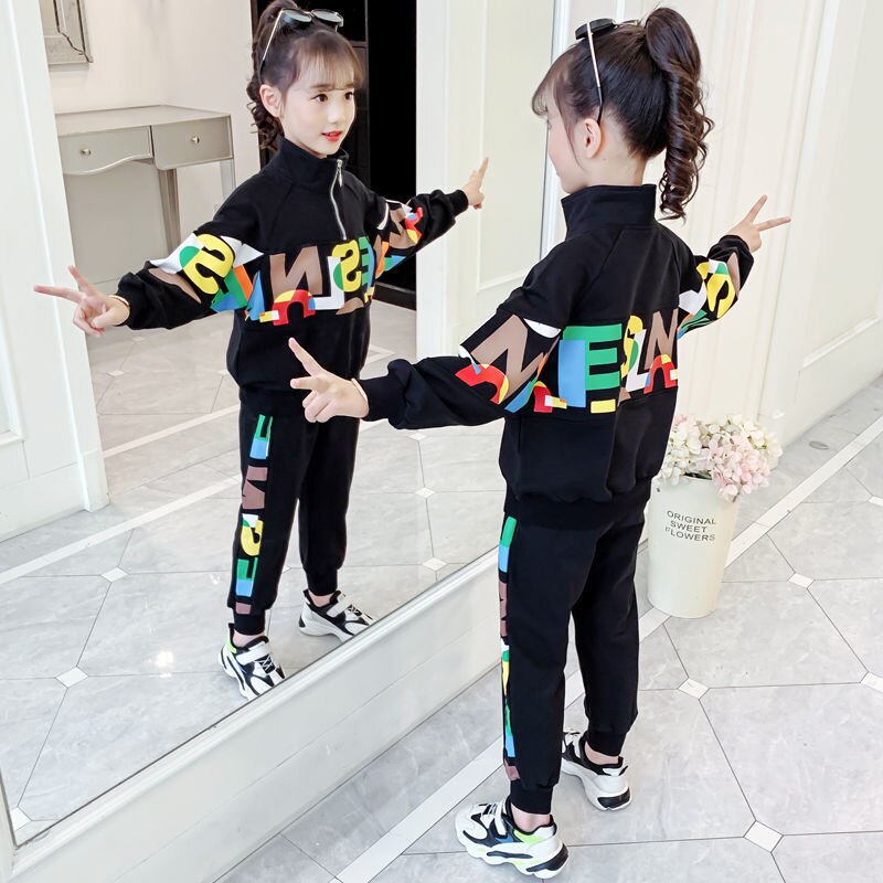 2019 Autumn Girls Clothing Sets Children Tracksuit Fashion Zipper Coat And Pant Set Kids Clothes Set Carnival Girl Sports Suit