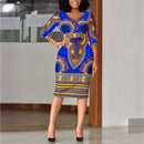 African Ladies Dresses Elegant Wrist High Waist V Neck Vintage For Work Office Business Fashion Slim Vestidos Dress Midi 2023