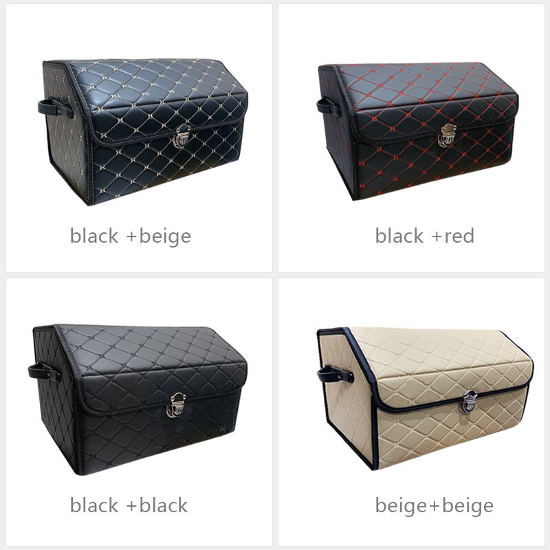 AUTOROWN PU Leather Trunk Organizer Box for Shopping Camping Picnic Home Garage Storage Bag Auto Interior Accessories S/M/L