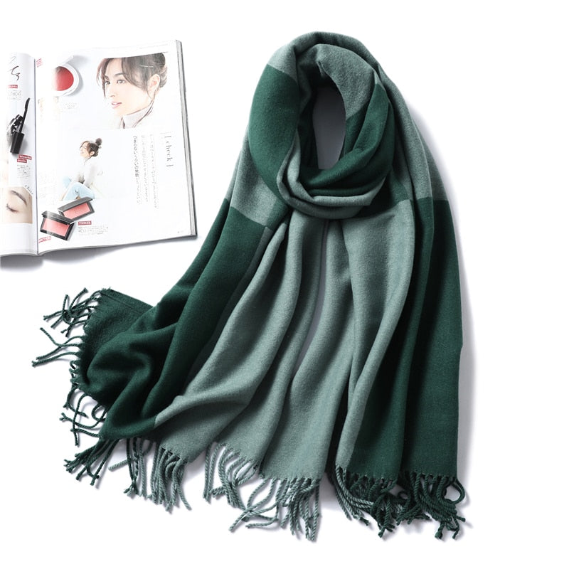 Winter-Kaschmir-Schal-Frauen-dicke warme Tücher wickelt Dame feste Schal-Art- und Weisequasten-Pashmina-Decke-Qualitäts-Foulard 2022 neu ein