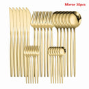 Western Cutlery Set 30 Piece Tableware Set Stainless Steel Dinnerware Black Spoon Fork Knife Dinner Set Complete Home Flatware