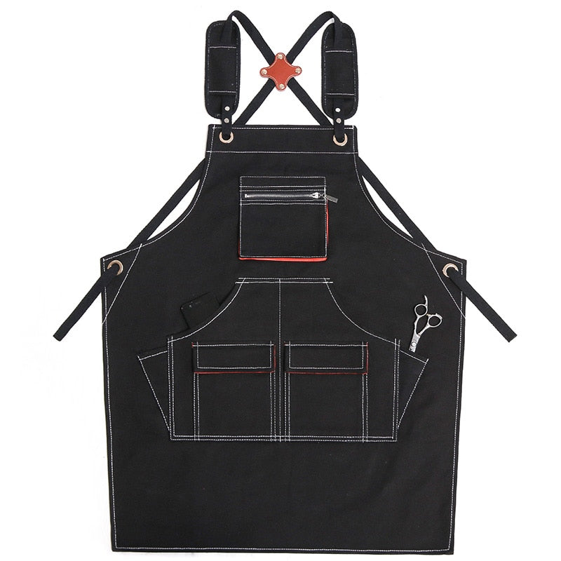 New Durable Goods Heavy Duty Unisex Canvas Work Apron with Tool Pockets Cross-Back Straps Adjustable For Woodworking Painting