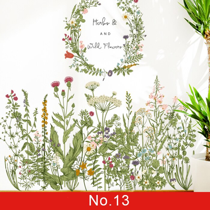 24 styles Plants Series Wall Stickers for Living room Bedroom Green Leaves Removable Wall Decals Vinyl DIY Eco-friendly Murals