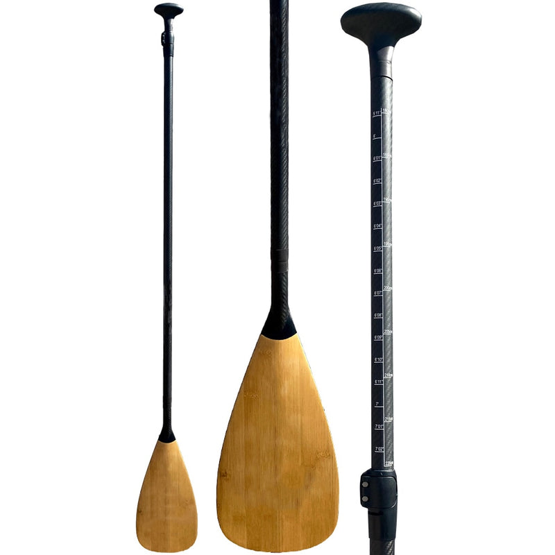 178-215cm 3-Pieces Adjustable Bamboo Full Carbon Paddle Top Quality Super Lightweight Sup Stand Up Paddle Board Surf Accessories