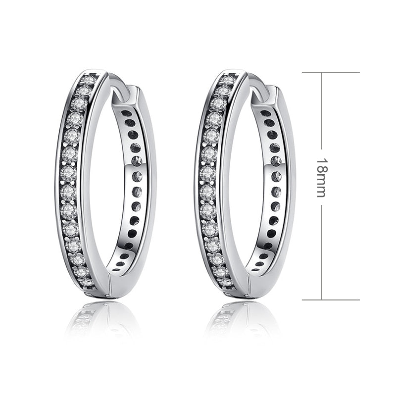 bamoer 925 Sterling Silver CZ Simple Female Hoop Earrings Jewelry for Women Sterling Silver Jewelry PAS456