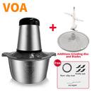 VOA 2 Speeds Electric Chopper Stainless Steel Meat Grinder Mincer Food Processor Slicer  2LCapacity Baby Supplement Machine