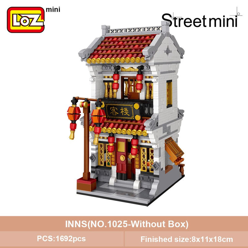 LOZ Mini Block Mini Chinatown Big China Street Chinese Tradition Tea House Pharmacy Inn Special Model DIY Assembly Toys