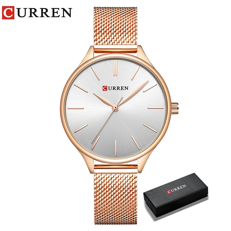 CURREN Women Watches Luxury Wrist watch relogio feminino Clock for Women Milanese Steel Lady Rose Gold Quartz Ladies Watch New