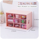 MINKYS Kawaii White/Pink 9 Grid ABS Drawer Desktop Organizer Desk Storage Box Free Sticker School Stationery Accessories