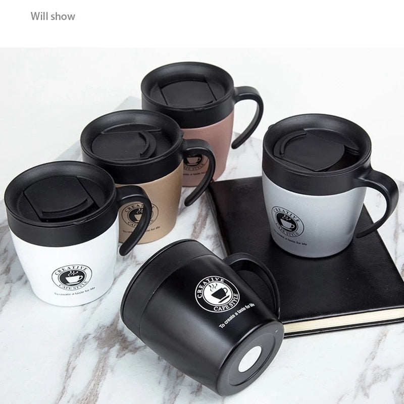 Handle Coffee Mug Stainless Steel Thermos Cups Vacuum Flask thermo Water Bottle Adult Bussiness Men Tea Portable Thermocup 330ML