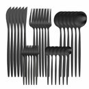 Western Cutlery Set 30 Piece Tableware Set Stainless Steel Dinnerware Black Spoon Fork Knife Dinner Set Complete Home Flatware