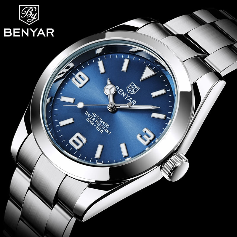 BENYAR 2023 New Stainless Steel Automatic Men Watches Top Brand Waterproof Luxury Men Mechanical Wristwatch Relogio Masculino