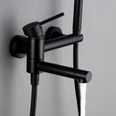 Bagnolux Brass Black Wall-Mounted Hot and Cold Mixed Type Bathtub Spout Hand Spray Shower Seat Bathroom Faucet