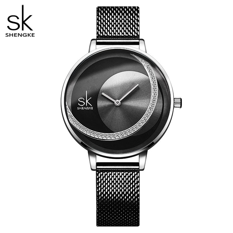 Shengke Crystal Damenuhr Luxusmarke Damenuhren Original Design Quarz Armbanduhren Kreative Uhr für Frauen