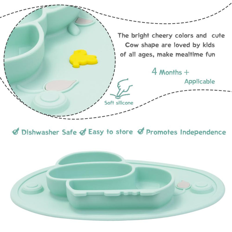 Qshare Baby Plate Dishes Tableware Children Food Feeding Container Placemat Kids Dishes Saucer Silicone Suction Bowl