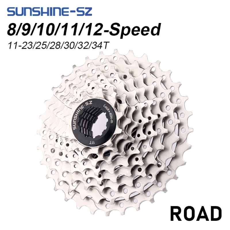 SUNSHINE Road Bike Freewheel 11-25T/28T/32T/34T/36T Bicycle Flywheel 8/9/10/11/12S Speed Cassette Sprocket for Shimano HG K7