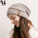 FURTALK Beanie Winter Hats for Women Knitted Slouchy Beanie Hat with Velvet Ladies Warm Winter Cap Korean Red Black Yellow Cap