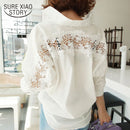 fashion women tops Summer 2022 backless sexy Hollow Out Lace Blouse Shirt Ladies casual Loose White office blouse women 1310 40