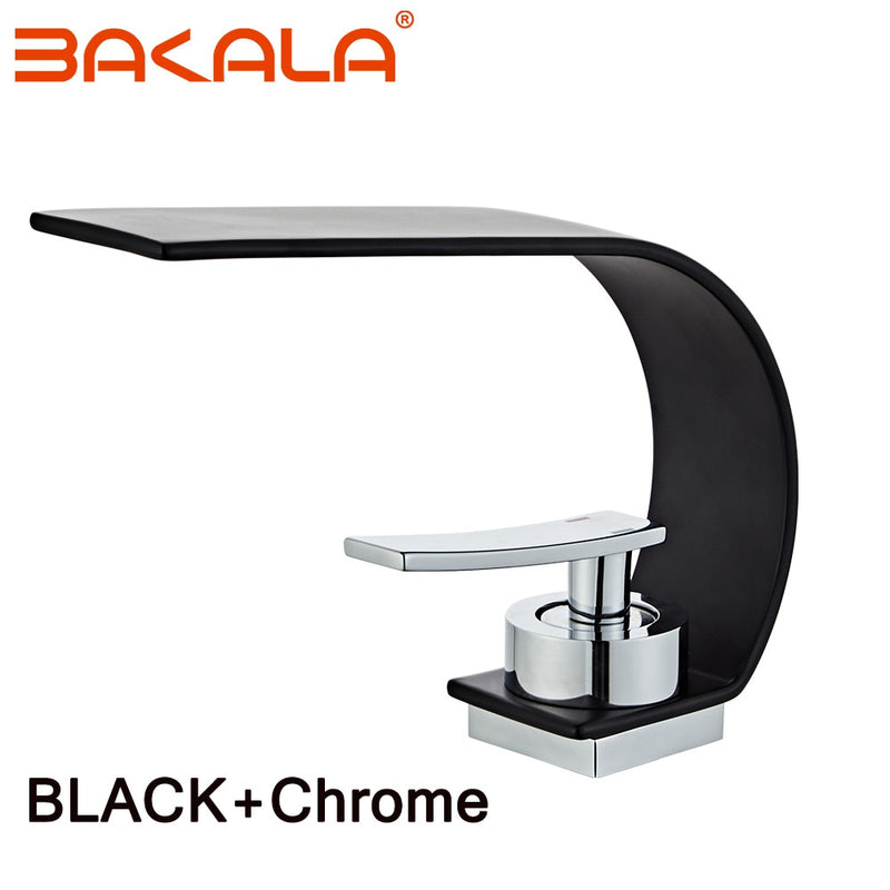 Luxury Bathroom Faucet Hollow design Bathroom Basin Faucet Cold &amp; Hot Water Mixer Sink Tap Single Handle Deck Mounted Black Tap