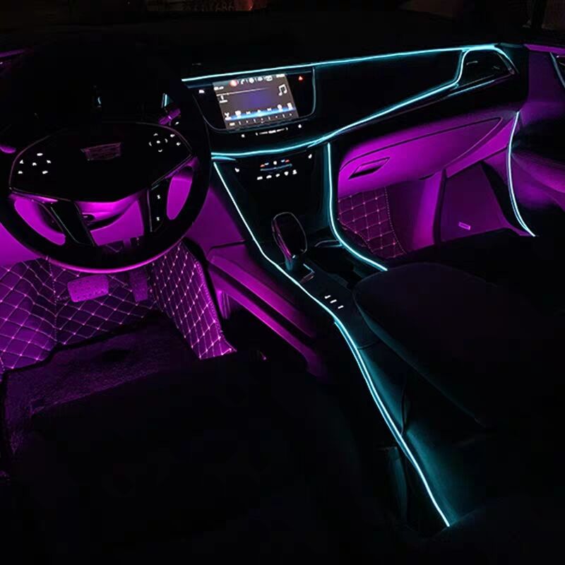 5m Car Interior Accessories Atmosphere Lamp EL Cold Light Line With USB DIY Decorative Dashboard Console Auto LED Ambient Lights