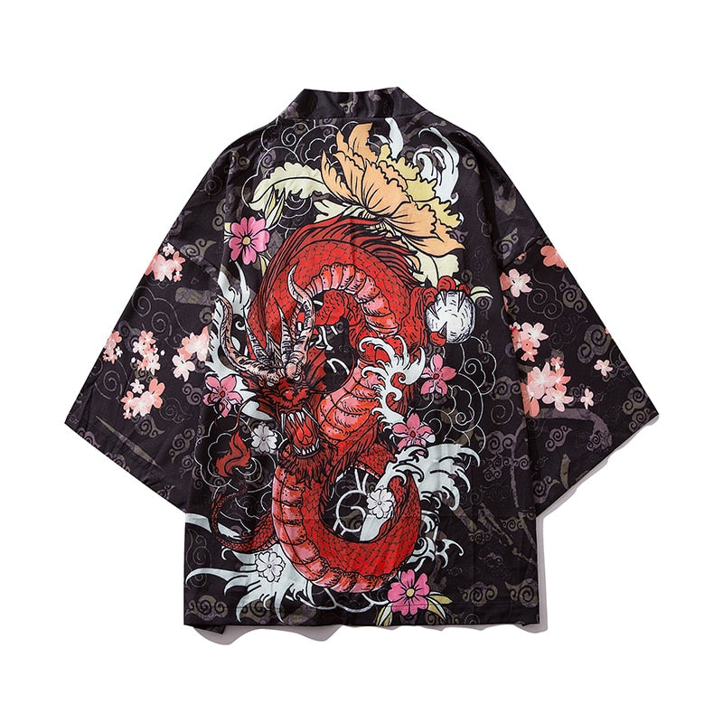 Bebovizi Japanese Demon Kimono Men Cardigan Shirt Yukata Man Haori Obi Clothes Tradition Clothing Male China Kimono Robe