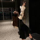 Vintage Mini Dress Lolita Women 2021 Autumn Lace Bow Velvet Evening Party Dress Female Y2k Casual Kawaii One Piece Dress Korean