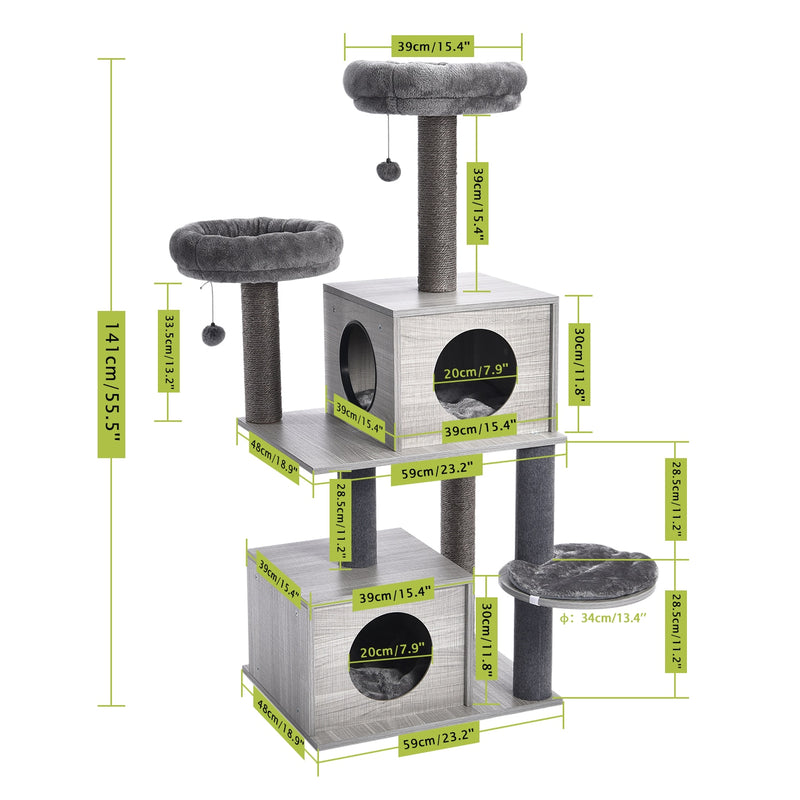 Árbol de gatos de madera para gatos, torre de juegos grande de varios pisos, rascador de Sisal, muebles para gatitos, centro de actividades, condominio, casa de juegos, juguete Dang