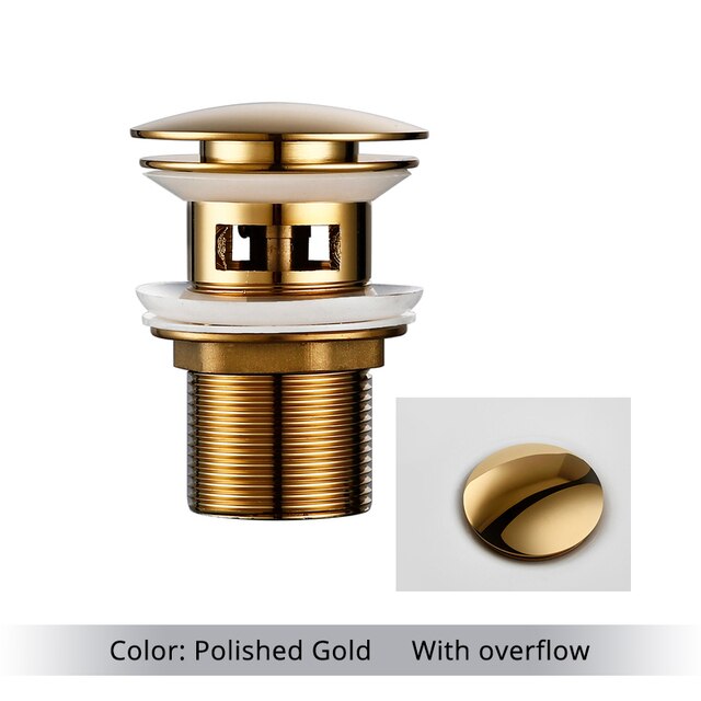 Bathroom Basin Sink Pop-Up Drain Waste Stopper Bathroom Faucet Accessories Solid Brass Material Black Chrome Rose Brushed Gold