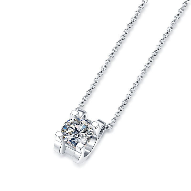 Collar de moissanita de GEM'S BALLET, joyería de plata de ley 925 para mujer, colgante de joyería de forma redonda, collar de diamante de moissanita
